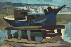 Hans Feibusch, Boot, trockengelegt, 1934, Öl auf Leinwand