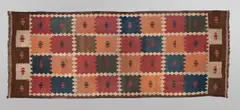 Usbekisch, Labidjar-Kelim Kelleh mit Doppelpfeil-Motiv, Um 1880, Wolle, flach gewebt (Schlitzkelim)