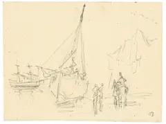 Am Strand von Vietri by Carl Blechen, Bleistift auf leichtem Karton, sold Nov 2015