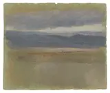 Ludwig Sigismund Ruhl, Regenwolken über einer Bergkette, Tempera auf graugrünem Karton