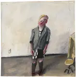 Klaus Fußmann, Portrait Hella K., 1982, Öl auf festem Papier (Prägestempel: SCHOELLER DUREX)