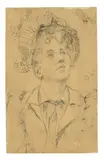Adolph von Menzel, Aufblickende Frau mit Haube