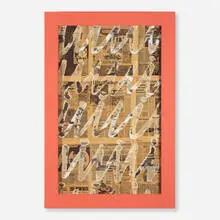 Nikolas Gambaroff, Untitled, 2010-12, newspaper and mixed media on canvas in plywood artist's frame