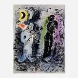 Couple noir au musicien by Marc Chagall, 1960, lithograph in colors on Arches, offered Apr 2023