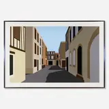 French Village 2 (monumental) by Julian Opie, 2021, inkjet on Photo Raf Ultra Smooth 305gsm paper, back mounted with 3mm Dibond, in aluminium frame, offered Mar 2023