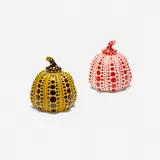 Pumpkins, set of two by Yayoi Kusama, 2015, lacquered resin, offered Jan 2023