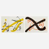 Claire Falkenstein, Two works (from the Venezia Ha Dettato Così portfolio), 1972, screenprint in colors on Fabriano Cottone