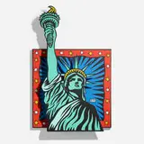 Burton Morris, Statue of Liberty, 1999, screenprint in colors on wood relief