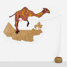 Reverend Ethan Acres, Camel Passing Through the Eye of a Needle, 1997, crocheted yarn, matchsticks and sewing needle