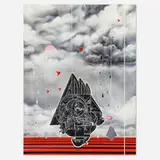 How & Nosm, Sun Days, 2012, spraypaint, india ink, cel vinyl and collage on canvas