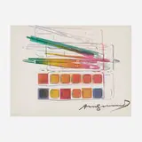 Andy Warhol, Watercolor Paint Kit with Brushes, 1982, offset lithograph in colors on Carnival Felt Cover