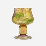 Intaglio chalice with grapes by Tiffany Studios, c. 1910, hand-blown and wheel-carved Favrile glass, sold Jan 2023