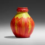 Cameo vase with tulip petals by Tiffany Studios, c. 1906, hand-blown and wheel-carved Favrile glass, sold Jan 2023