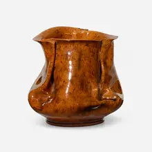 Vase by George E. Ohr, 1906, scroddled bisque earthenware, sold Jan 2023