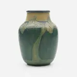 Newcomb College Pottery, Transitional vase with calla lilies, 1912, glazed earthenware