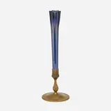 Vase by Tiffany Studios, c. 1920, hand-blown Favrile glass, acid-etched and gilt bronze, sold Jan 2023