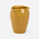 Vase with leaves and buds by Grueby Faience Company, 1898-1910, glazed earthenware, sold Jan 2023
