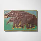 Rare tile with elephants by attribution Frederick Roth for Grueby Faience Company, c. 1907-12, glazed earthenware, sold Jan 2023