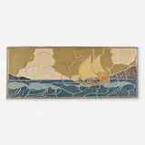 Hartford Faience, Rare nautical tile with viking ship, c. 1910, glazed earthenware