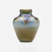 Vase by Tiffany Studios, c. 1905, hand-blown Favrile glass, sold Jan 2023