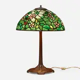 Apple Blossom table lamp by Tiffany Studios, c. 1910, leaded glass, patinated bronze, sold Jan 2023