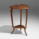 Marquetry table with roses by Émile Gallé, c. 1900, walnut, mixed wood inlay, sold Jan 2023