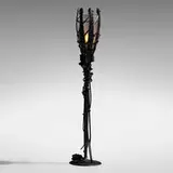 Albert Paley, Trellis lamp, 1999, formed and fabricated steel with a charcoal gray finish, frosted glass