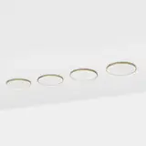 Arne Jacobsen, Munkegård ceiling lamps, set of four, white glass, brass, lacquered aluminum