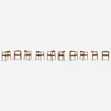 Hans J. Wegner, The Chairs, set of ten, teak, leather
