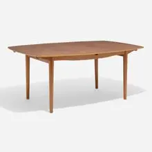Dining table, model 560 by Finn Juhl, c. 1951, walnut, maple, sold Jul 2025