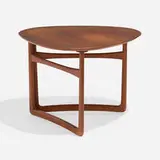 Folding occasional table by Peter Hvidt & Orla Mølgaard-Nielsen, c. 1956, teak, brass, sold Jul 2025