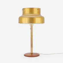 Anders Pehrson, Bumling table lamp, 1968, brass, leather, plastic