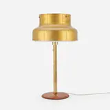 Anders Pehrson, Bumling table lamp, 1968, brass, leather, plastic