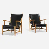 Erik Gunnar Asplund, Göteborg 2 armchairs, pair, 1983, ash, leather