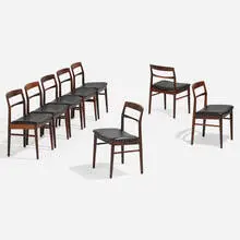 Arne Vodder, Dining chairs model 430, set of eight, c. 1965, Brazilian rosewood, leather upholstery