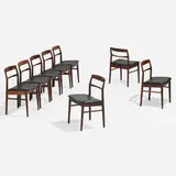 Arne Vodder, Dining chairs model 430, set of eight, c. 1965, Brazilian rosewood, leather upholstery
