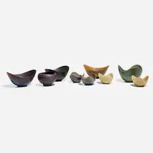 Gunnar Nylund, Collection of nine bowls, c. 1955, glazed stoneware
