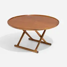Egyptian coffee table by Mogens Lassen, c. 1940, mahogany, brass, sold Jul 2025