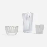 Collection of three Jäkälä tabletop accessories by Tapio Wirkkala, 1956, glass, sold Jul 2025