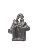 Oscar Antonsson, patinated bronze figural group of two women carrying baskets, patinated bronze