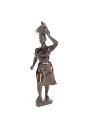 Oscar Antonsson, patinated bronze figure of 'Brödbärerskana', patinated bronze
