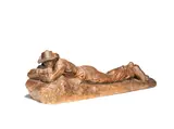 Ernest Nivet, sculpted terracotta figure of a reclining man, terracotta