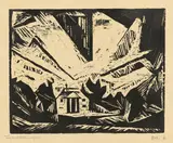 Lyonel Feininger, Villa am Strande, 1918, Holzschnitt auf Papier