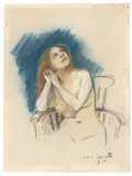 Lovis Corinth, Sitzender weiblicher Akt, 1910, Farbkreide auf Velin