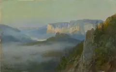 Bernhard Mühlig, Nebel im Elbsandsteingebirge, Öl auf Leinwand