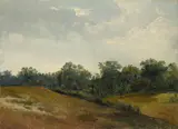 Albert Venus, Wolken über sommerlicher Landschaft, Um 1860, Öl auf Leinwand, auf Holz aufgezogen