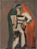 Helmut Kolle, Personnage debout portant une Casquette, Um 1926, Öl auf Karton
