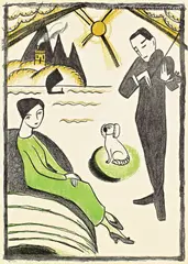 Gabriele Münter, Plakat für die Gabriele Münter-Ausstellung Kopenhagen, 1918, Farblithographie auf dünnem Papier