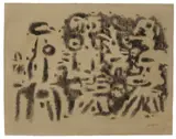 Willi Baumeister, Giganten, 1944, Kreide auf olivfarbenem Ingres-Bütten