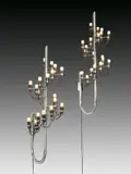 Zwei Wandappliken mit je 19 Lichtern (Modell 226) by Gino Sarfatti, 1959, Messing verchromt; Kunststoffassungen / Gefertigt von Arteluce, sold Nov 2014